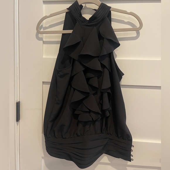 Black Ruffled Halter Top - Picture 1 of 7